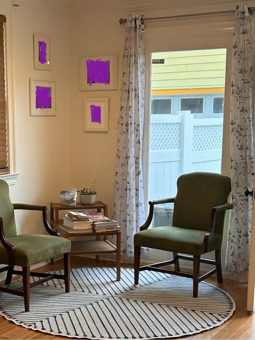 Soft-toned Patterned Grommet-Top Curtains — Neutral Floral Sheer Panels